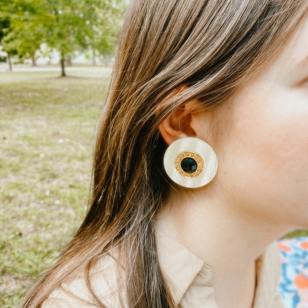 Vintage - Gold and Black Earrings